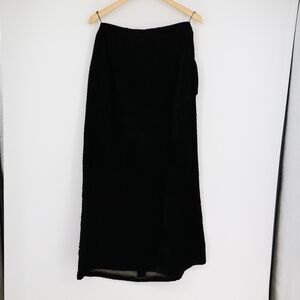 Vintage Women's Black Velvet Rose Maxi Skirt‎ Size 6 Soft Pockets Elegant